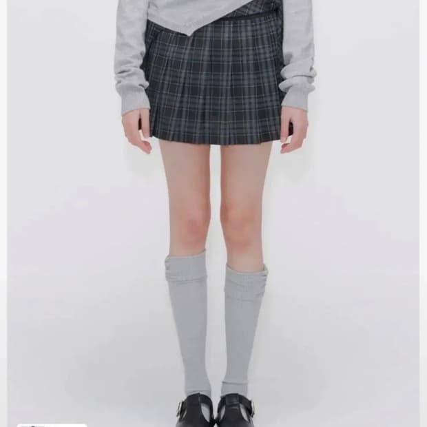 미세키서울 Pocket layered check skirt 블랙 / 1