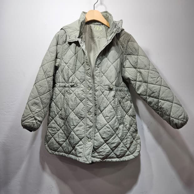 자라(ZARA) 아동 후드 퀼팅 자켓 민트색 