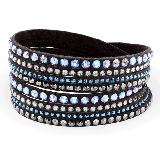 Swarovski 스와로브스키 슬레이크 스터드 가죽 팔찌 민트초코