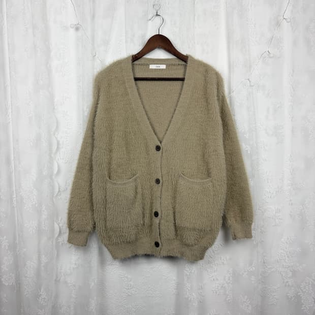 CLEA Beige Hairy Knit Cardigan