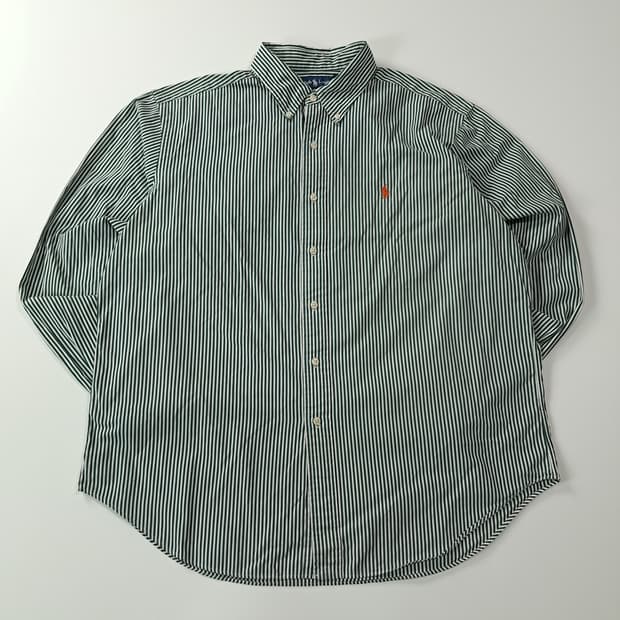 CA111 XL 폴로 90s 홍콩판 진그린 스트라이프 셔츠 남방