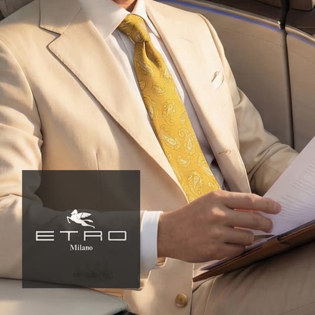 에트로 실크 옐로우 페이즐리 넥타이 9.5cm A등급 A19298

