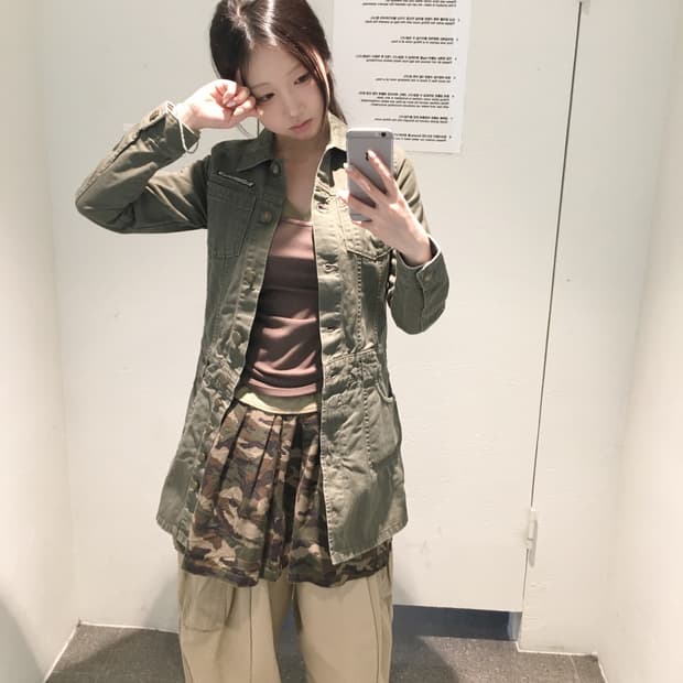 빈티지 타미힐피거 카모 카키 브라운 너드 코디세트