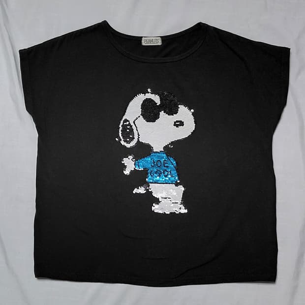 [정품/S] 피너츠 스누피 리버서블 시퀸 티셔츠