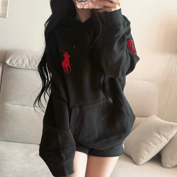 폴로 랄프로렌 빅포니 검빨 블랙 후드