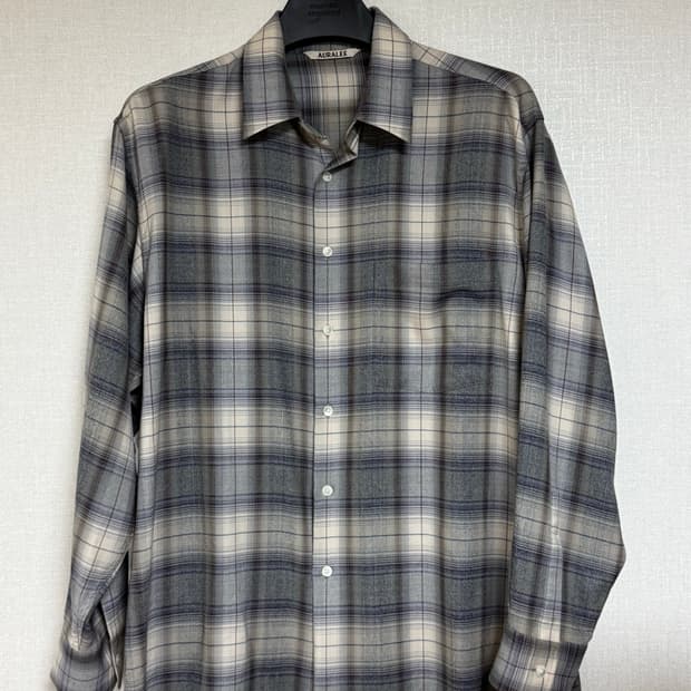 오라리 23AW 체크셔츠 그레이 4