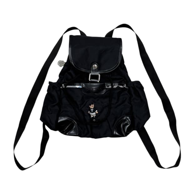 티니위니 빈티지 Y2K 베어 버클 복조리 백팩 가방 블랙
