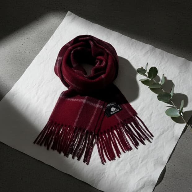 IN COLLECTION by Indian 버건디 체크 머플러 크리스마스