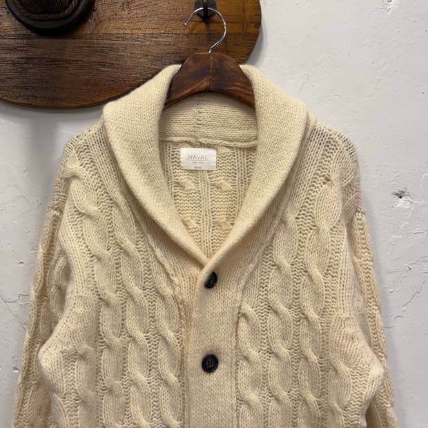 M) NAVAL Tokyo Japan Wool Cable Shawl Ca