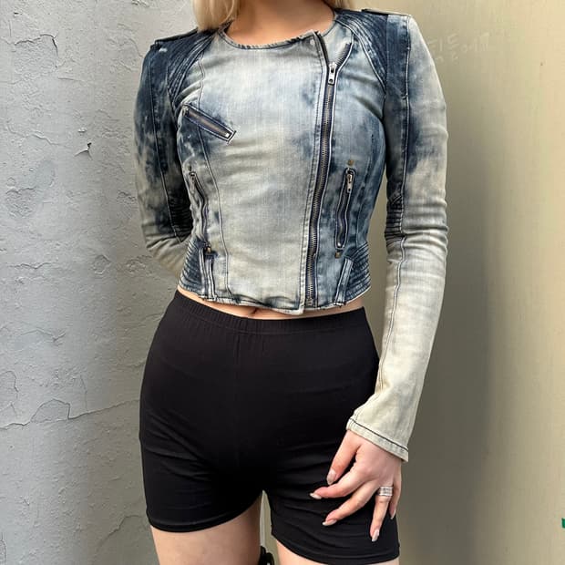 2000s LESHOP JEAN 크롭 데님 자켓