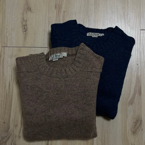 L.L.Bean 스웨터 / 베이지 브라운 & 스틸 블루 / M (95–1