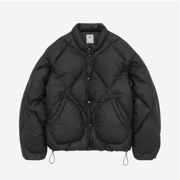 [4] 폴리테루 롬버스 다운 패딩 푸퍼 자켓 블랙 차콜