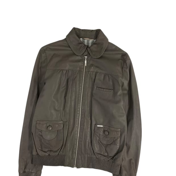 빈티지 그레이 브라운 가죽자켓