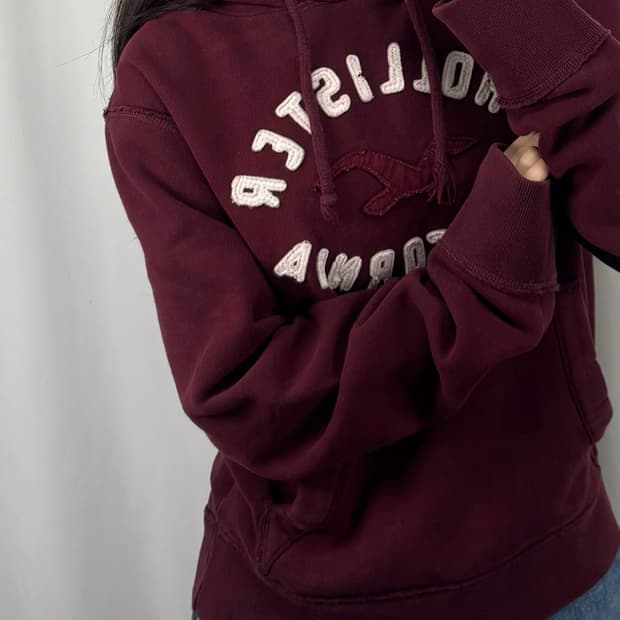 홀리스터 버건디 후드티
