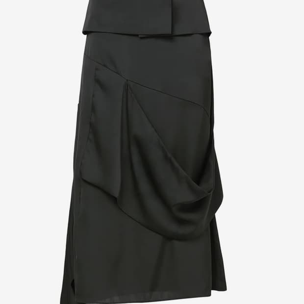 2.Drape Layered Maxi Skirt Black