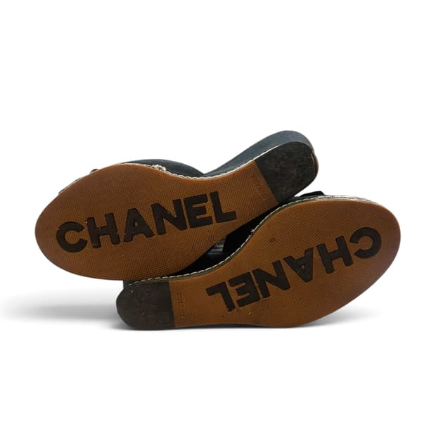 Chanel, Camellia Rose Black Wedge Heel