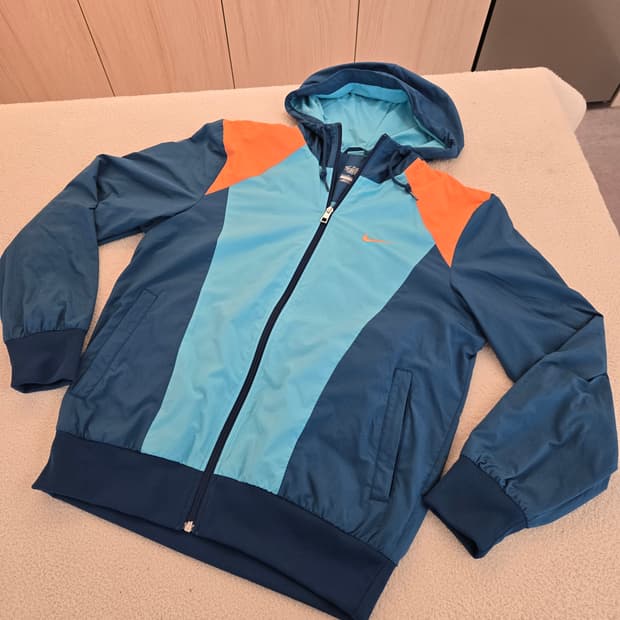 나이키 후드 올드스쿨 바람막이 자켓( 민트+옥색+오렌지) S