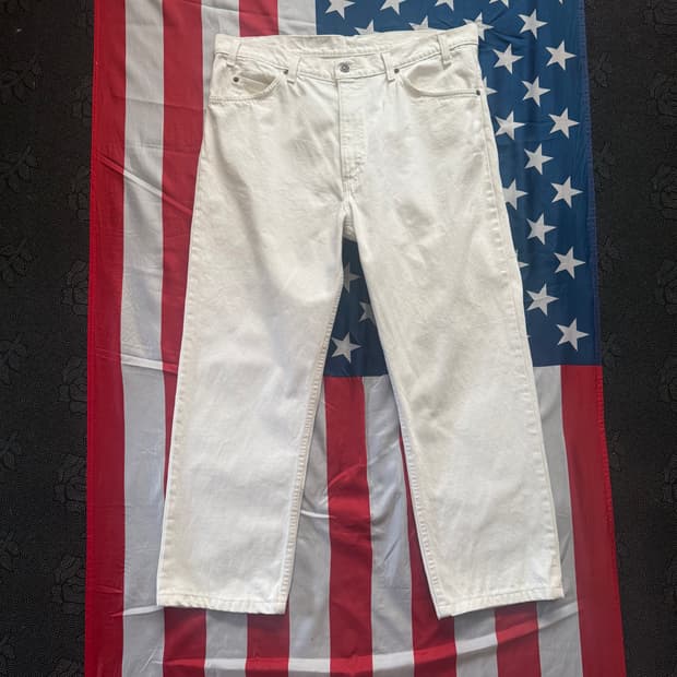 [70~80s] Levi's 리바이스 오렌지탭 화이트 데님 팬츠 -3