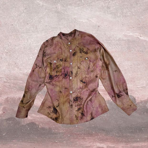 빈티지 핑크브라운 패턴 셔츠