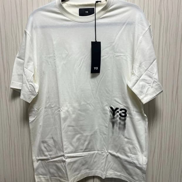Y-3 그래픽 로고 숏슬리브 티셔츠 화이트