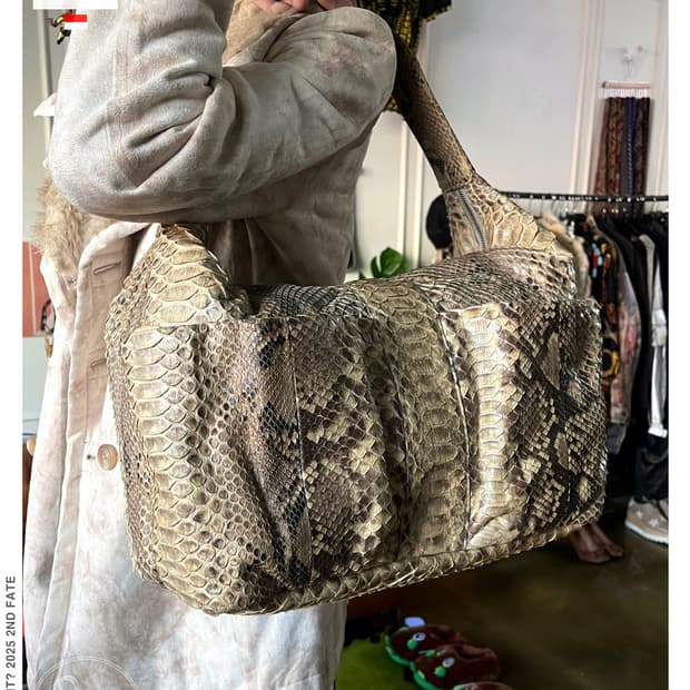 TALLI Real Python Skin Tank Shoulder Bag