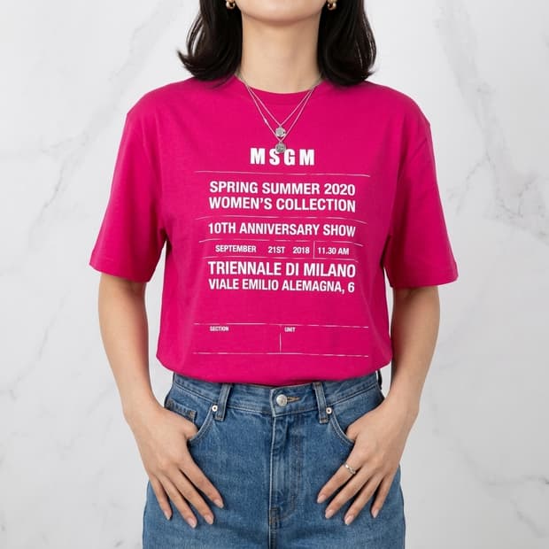 MSGM 밀라노 로고 반팔 티셔츠 핫핑크 S (총장 71)