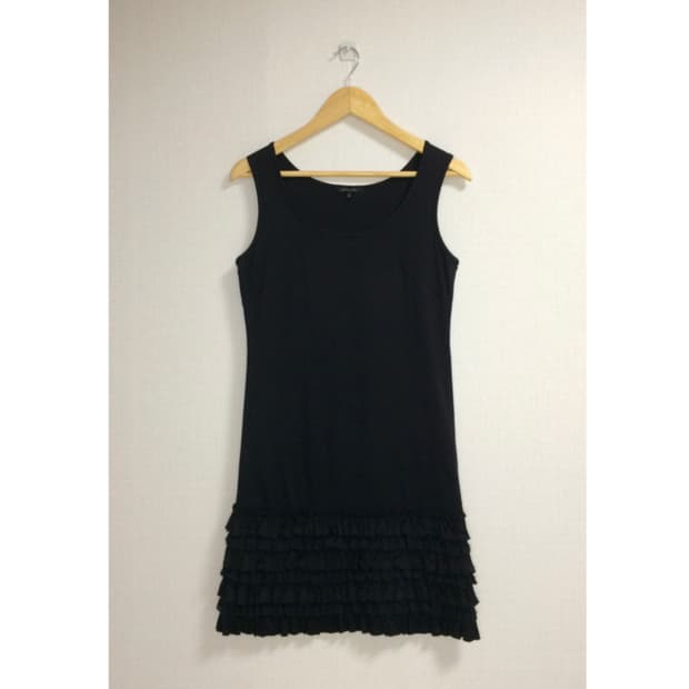 빈티지 블랙 겹프릴 레이어드 나시 원피스