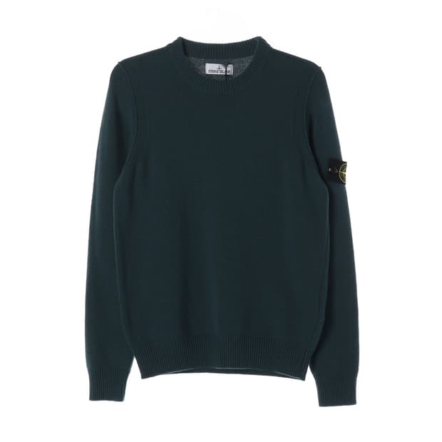 (새상품) 스톤아일랜드 와펜 패치 니트 울 블렌드 스웨터 그린