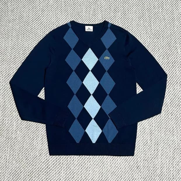 [M] Lacoste 라코스테 우먼즈 아가일 패턴 울 브이넥 니트