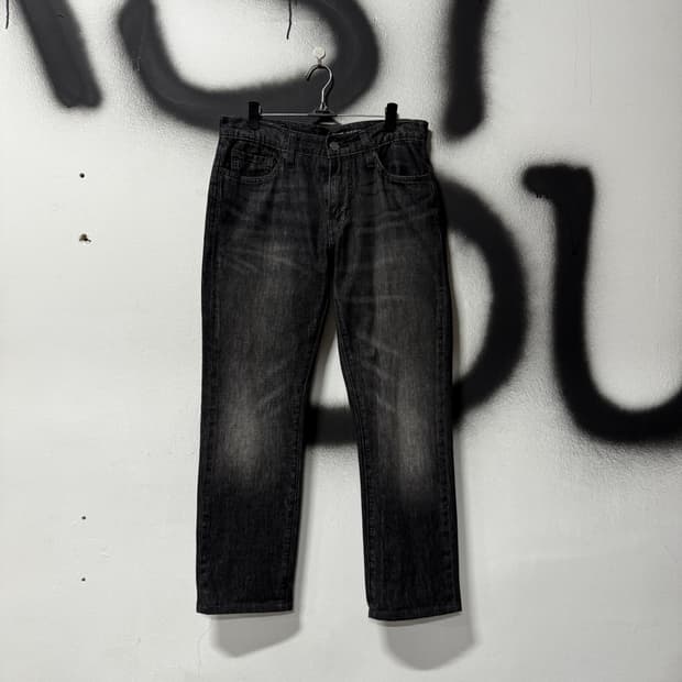 리바이스 프리미엄 511 레더탭 와이드 흑청 데님 팬츠