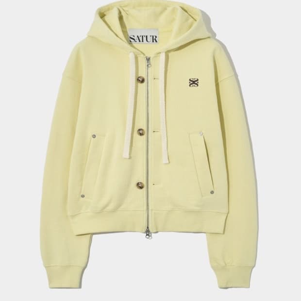 SATUR 테오 코튼 올데이 후드집업 빈티지 옐로우