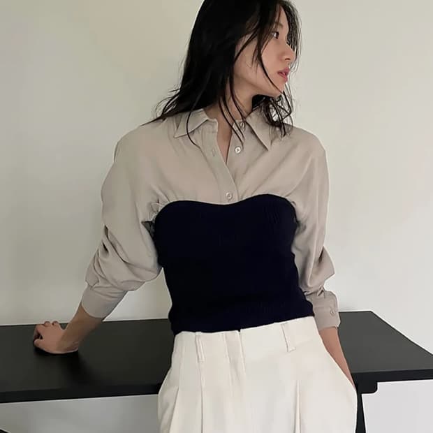 클래식 모달 셔츠 베이지