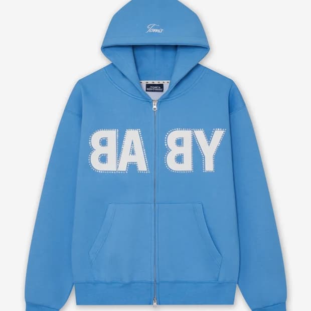 톰스벌스데이 베이비 로고 큐빅 후드집업 스카이