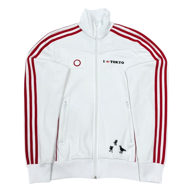 아디다스 빈티지 일본 도쿄 트랙탑 져지 자켓 화이트 레드 XS