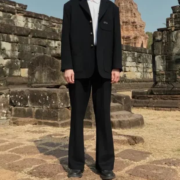 Stu 울캐시미어 플레어 슬랙스 블랙 S