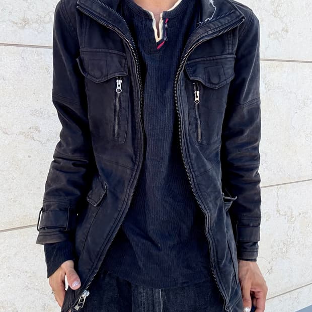 “Vintage” Side Buckle Black Multi Pocket