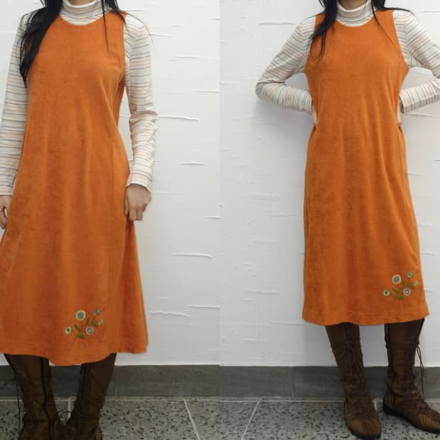 orange terry layerd dress