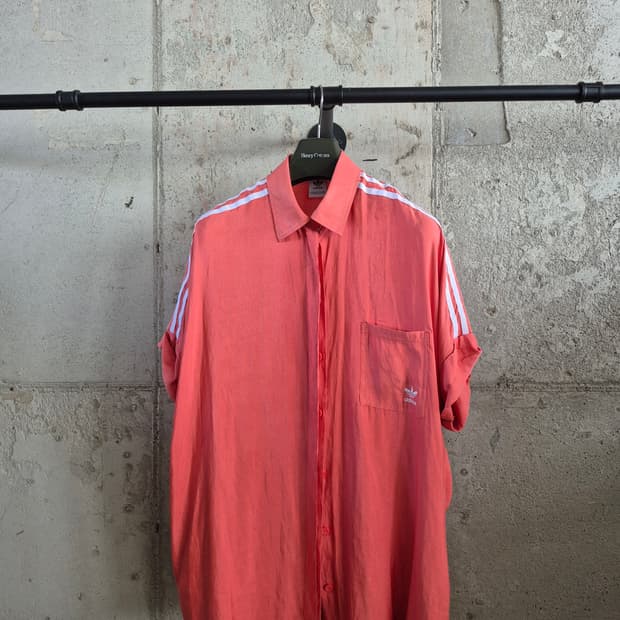 아디다스 오버핏  오렌지 반팔 셔츠