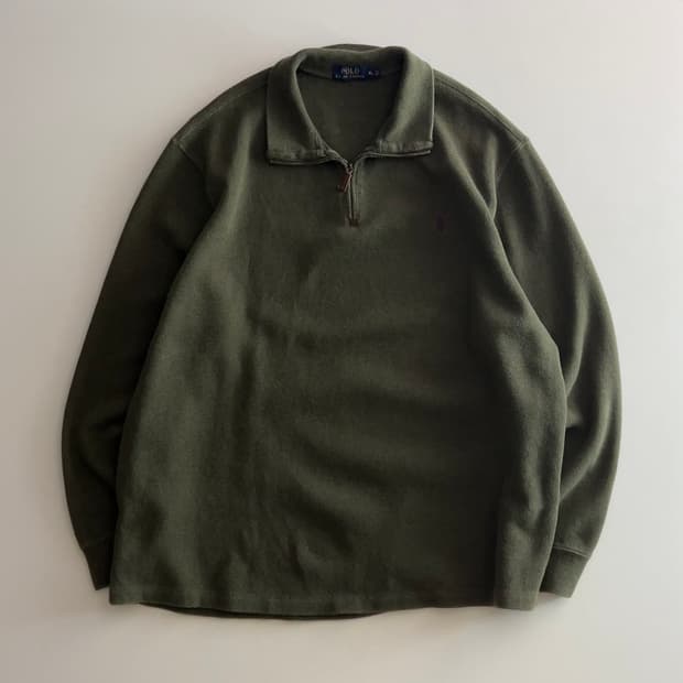 폴로 랄프로렌 카키 하프집업 니트 XL