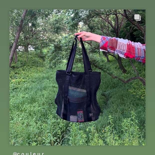 PORTER-MESH SHOULDER TOTE BAG (Black) 