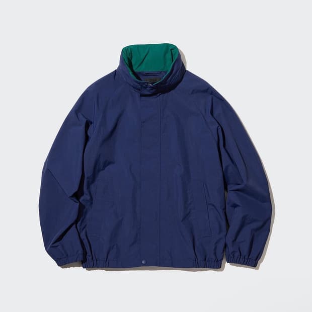 유니클로 스탠드 칼라 배색 쇼트 블루종 자켓 네이비 4XL