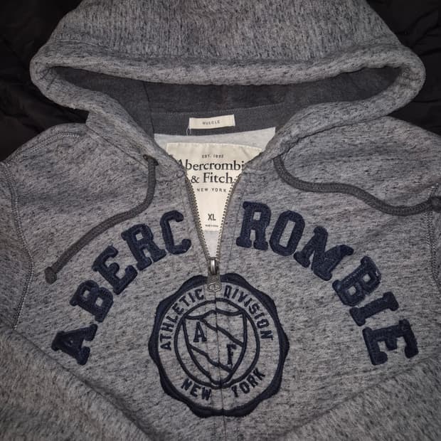 아베크롬비 머슬핏 그레이 네이비 후드집업 XL
