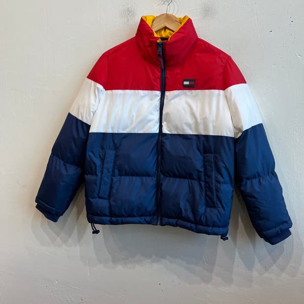 타미힐피거 컬러블럭 프리마로프트 패딩 S