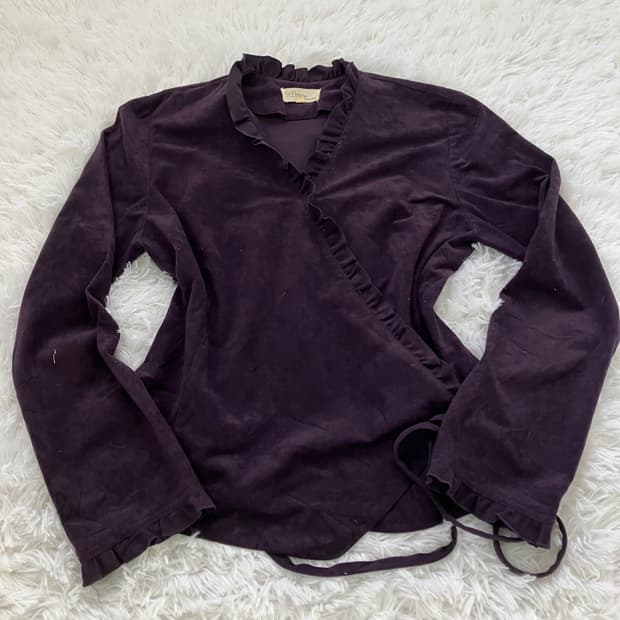 빈티지 퍼플 벨벳 레이스 블라우스 956 y2k 스트릿 갸루 펑키