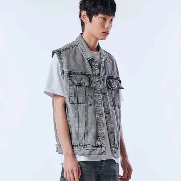 PLG 프라임 데님 베스트(M) 회색 베스트 회색 조끼