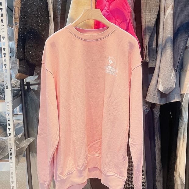 (정품/새상품) 스포티앤리치 공용 러너 핑크 약기모 맨투맨