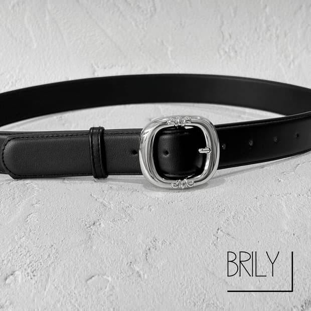 [Unisex] COND 크롬 라운드 버클 볼드 가죽 벨트