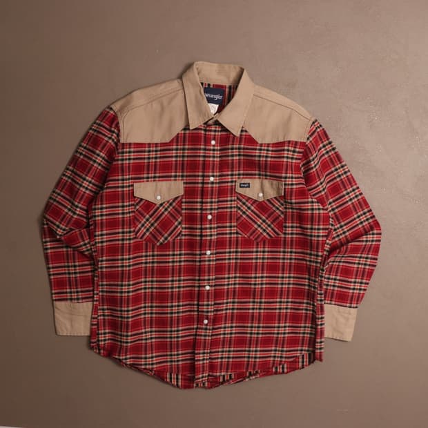 90'S 랭글러 헤비코튼 웨스턴 체크셔츠 A1666