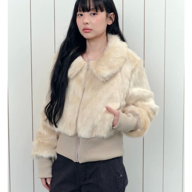 애즈온 오벨 퍼자켓 아이보리