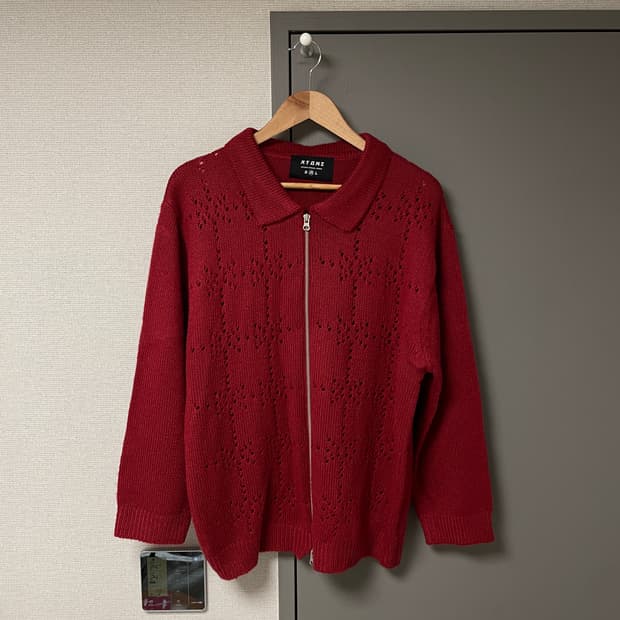 엑스톤즈 XTK020 펀칭 니트 집업 (BRICK)